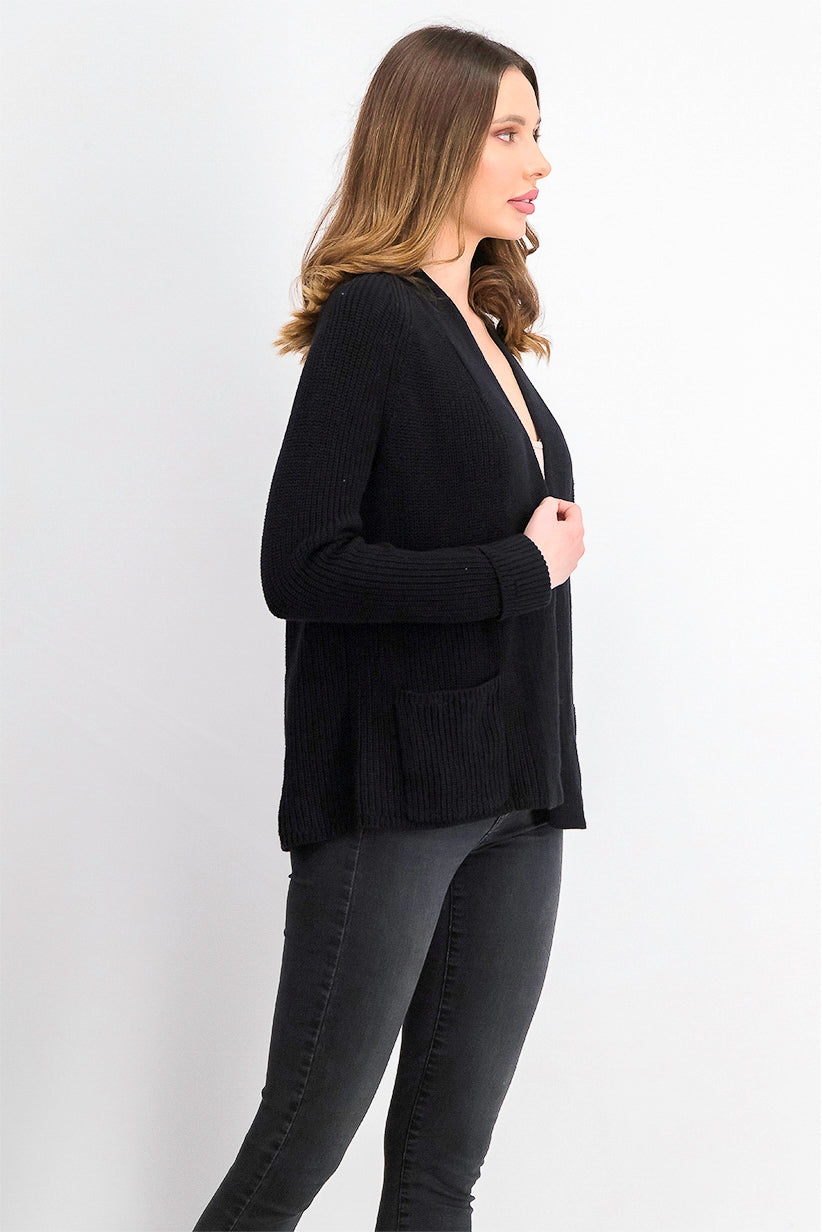 Charter Club Women's Cotton Open-Front Cardigan Black Size Extra Large