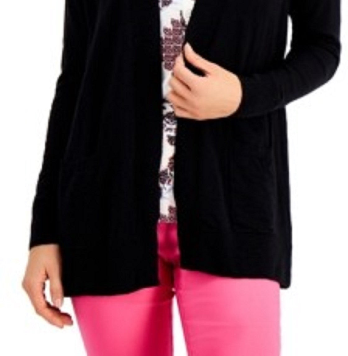 Charter Club Women's Cotton Open-Front Cardigan Black Size Extra Small