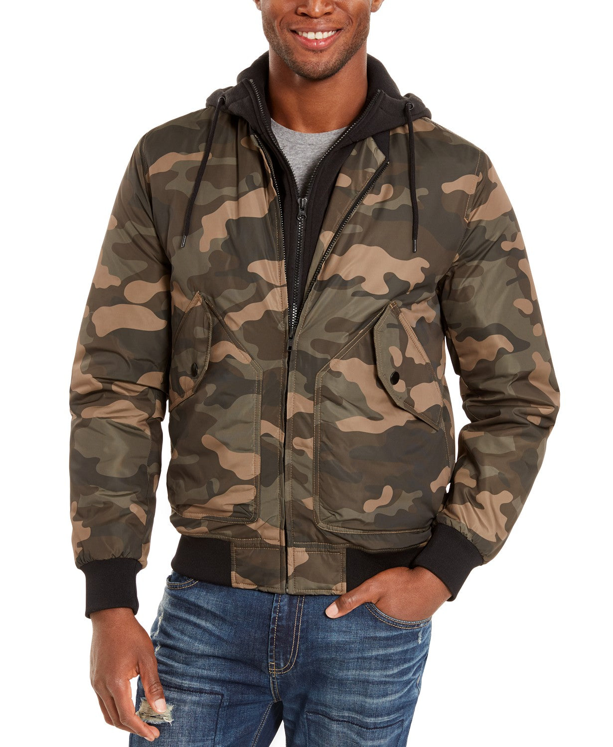 American Rag Men's Cortez Camo Bomber Jacket Green Size Small