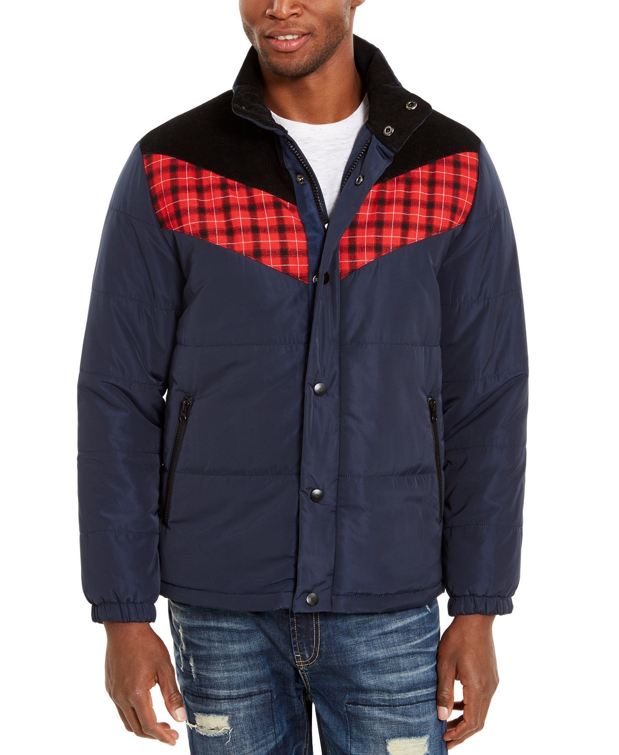 American Rag Men's Brady Colorblocked Puffer Jacket Blue Size Medium