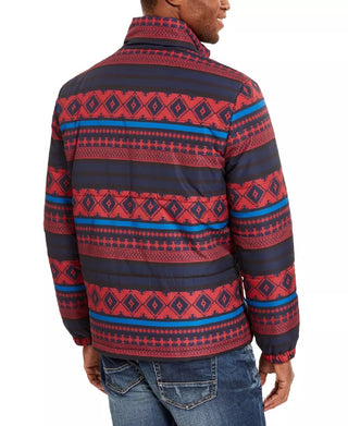 American Rag Men's Geometric Puffer Jacket Red Size Small