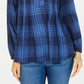 Style & Co Women's Petite Plaid Pleated Top Blue Size PM