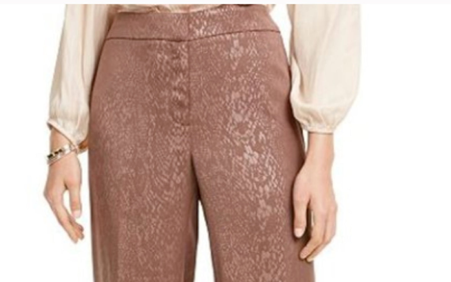 Alfani Women's Snake-Embossed Wide-Leg Pants Brown Size 14