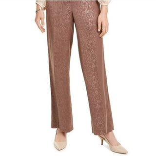 Alfani Women's Snake-Embossed Wide-Leg Pants Brown Size 14