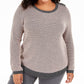 Charter Club Women's Plus Size Button-Trim Contrast-Accent Sweater Deep Black Cmb Size 2X