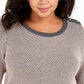 Charter Club Women's Plus Size Button-Trim Contrast-Accent Sweater Deep Black Cmb Size 2X