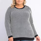 Charter Club Women's Plus Size Button-Trim Contrast-Accent Sweater Black Size 3X