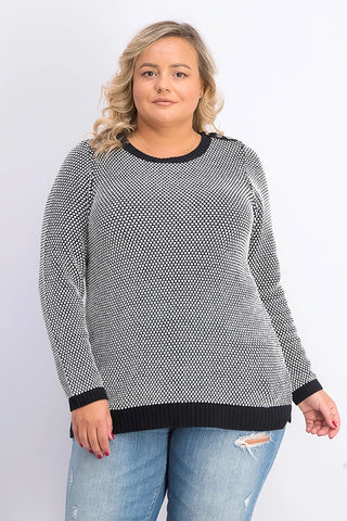 Charter Club Women's Plus Size Button-Trim Contrast-Accent Sweater Black Size 3X
