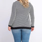 Charter Club Women's Plus Size Button-Trim Contrast-Accent Sweater Black Size 3X