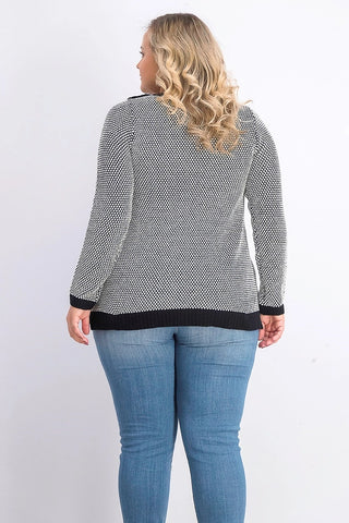 Charter Club Women's Plus Size Button-Trim Contrast-Accent Sweater Black Size 3X