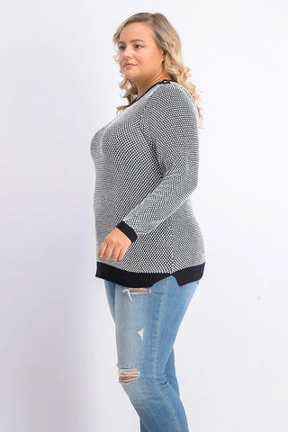 Charter Club Women's Plus Size Button-Trim Contrast-Accent Sweater Black Size 3X