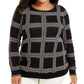 Charter Club Women's Plus Size Metallic Plaid Sweater Black Size Extra Large