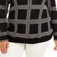 Charter Club Women's Plus Size Metallic Plaid Sweater Black Size OX