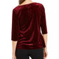 Alfani Women's Burgundy Solid 3/4 Sleeve Jewel Neck Wrap Wine Size Medium