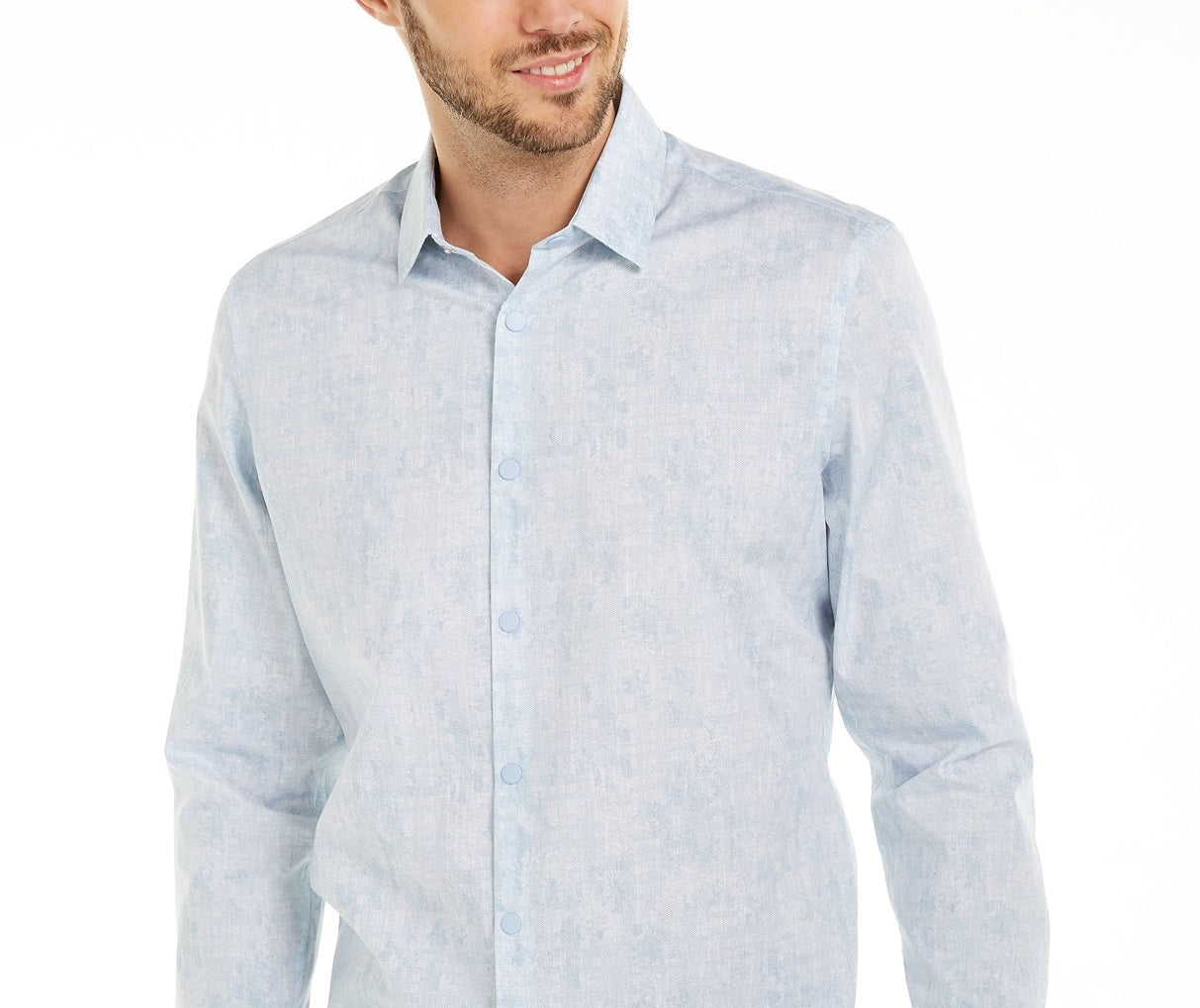 Alfani Men's Classic-Fit Abstract Plaid Shirt Faded Blue Size Medium