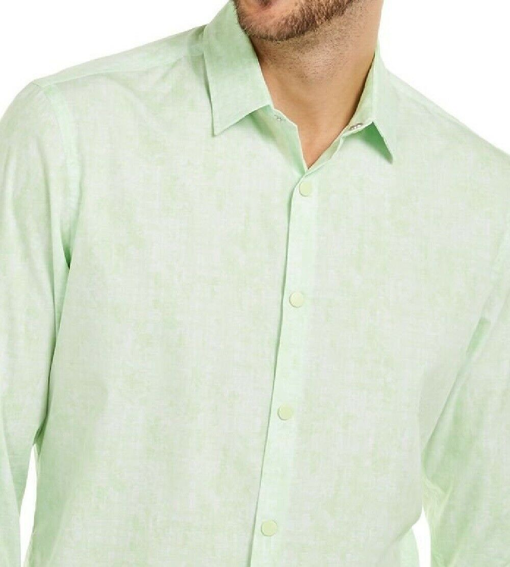 Alfani Men's Classic-Fit Abstract Plaid Shirt Green Size Large