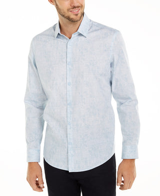 Alfani Men's Classic-Fit Abstract Plaid Shirt Navy Size Extra Large