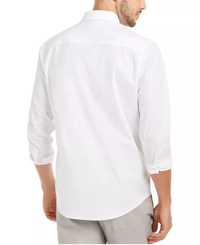 Alfani Men's Classic-Fit Abstract-Stripe Shirt White Size Medium