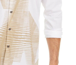 Alfani Men's Classic-Fit Abstract-Stripe Shirt White - Size Extra Large