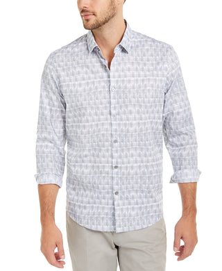 Alfani Men's Classic-Fit Geo-Stripe Shirt White Size Small