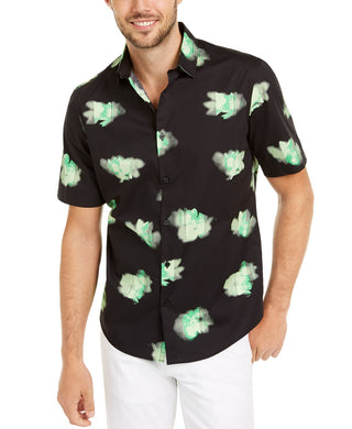 Alfani Men's Classic-Fit Abstract Floral-Print Shirt  Black