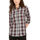 Charter Club Women's Cotton Plaid Shirt Black Size Small