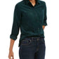 Charter Club Women's Solid Corduroy Shirt Dark Green Size Extra Large
