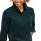 Charter Club Women's Solid Corduroy Shirt Dark Green Size Extra Large