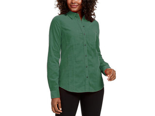 Charter Club Women's Solid Corduroy Shirt Dark Green Size XX-Large