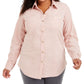 Charter Club Women's Solid Corduroy Shirt Pink Size Large