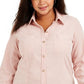 Charter Club Women's Solid Corduroy Shirt Pink Size Large