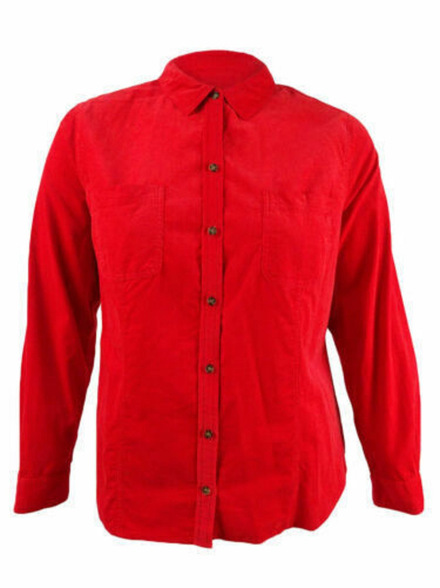 Charter Club Women's Solid Corduroy Shirt Red Size Small