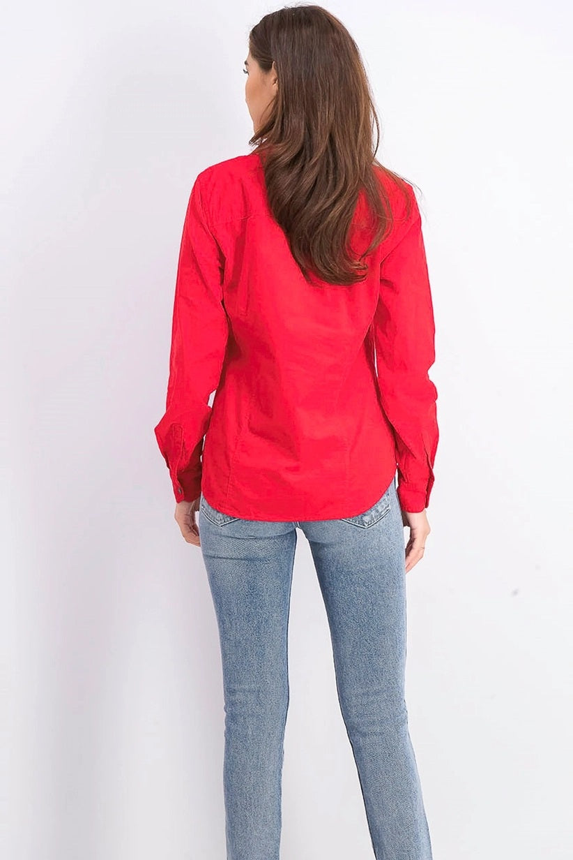 Charter Club Women's Solid Corduroy Shirt Medium Red Size XX-Large