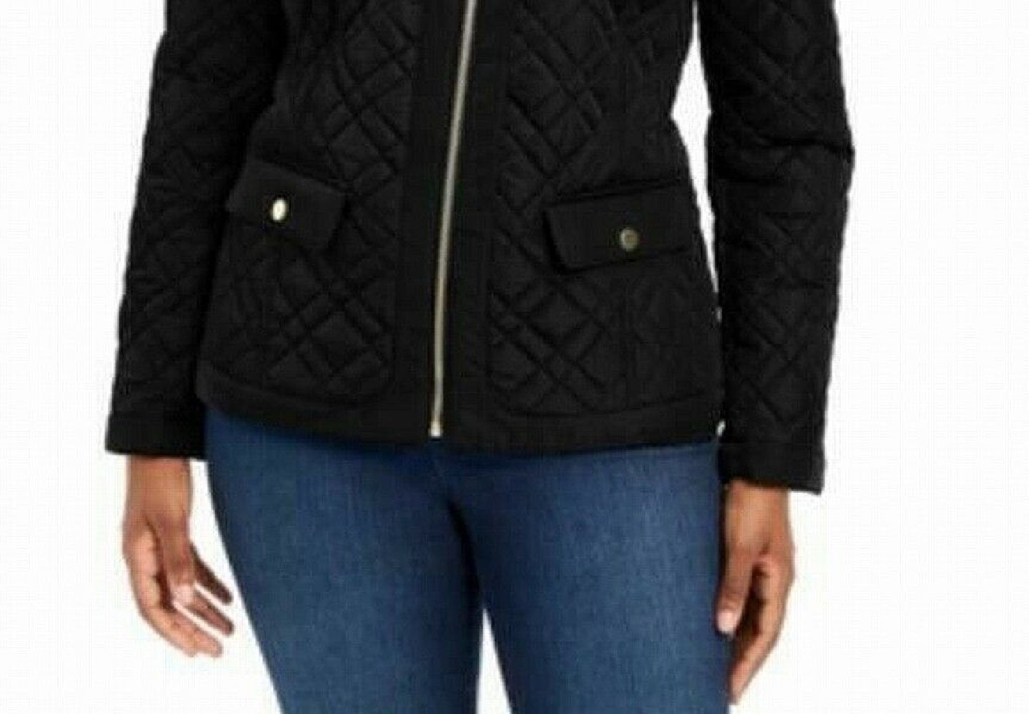 Charter Club Women's Quilted Mandarin-Collar Jacket Black Size Extra Large