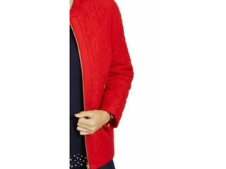 Charter Club Women's Quilted Mandarin Collar Jacket Red Size XX-Large