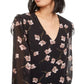 Bar III Women's Floral-Print Top  Black Size Extra Small