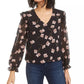 Bar III Women's Floral-Print Top Black Size Small