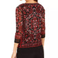 Charter Club Women's Printed Mesh Top Red Size Petite Small