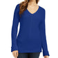 Charter Club Women's Cotton Textured V-Neck Sweater Blue Size Extra Small