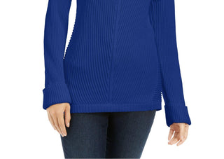 Charter Club Women's Cotton Textured V-Neck Sweater Blue Size Extra Small