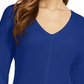 Charter Club Women's Cotton Textured V-Neck Sweater Blue Size Extra Large
