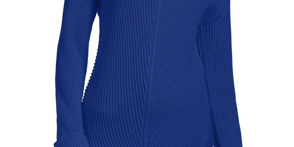 Charter Club Women's Cotton Textured V-Neck Sweater Blue Size Extra Large