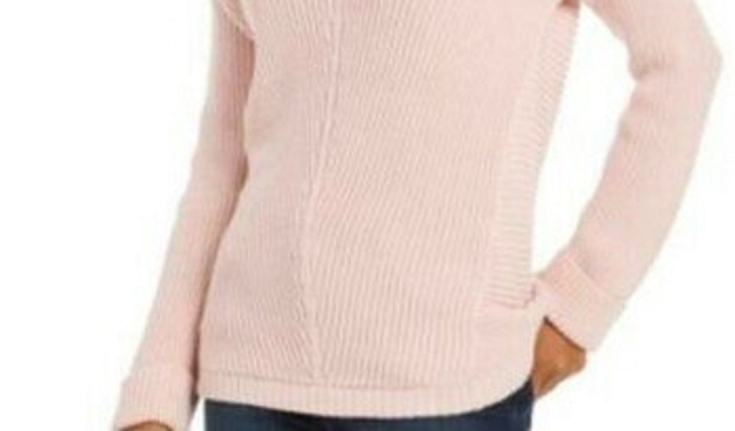 Charter Club Women's Cotton Textured V-Neck Sweater Pink Size Large