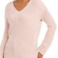 Charter Club Women's Cotton Textured V-Neck Sweater Pink Size Small