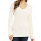 Charter Club Women's Cotton Textured V-Neck Sweater White Size 2 Extra Large