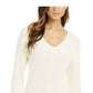 Charter Club Women's Cotton Textured V-Neck Sweater White Size 2 Extra Large