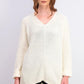Charter Club Women's Cotton Textured V-Neck Sweater Vanilla Size Large