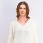 Charter Club Women's Cotton Textured V-Neck Sweater Vanilla Size Large