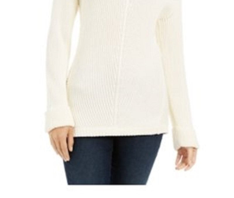 Charter Club Women's Cotton Textured V-Neck Sweater Natural Size Medium