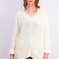 Charter Club Women's Cotton Textured V-Neck Sweater White Size Extra Large